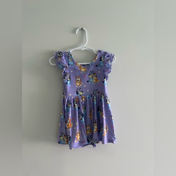 Little Sleepies Other - Little Sleepies Bluey Bamboo Dress 6-12 Months Purple Ruffle Sleeve Toddler